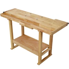 55 in Workbench Wooden Work Bench Table Workstation for Garage Workshop Home