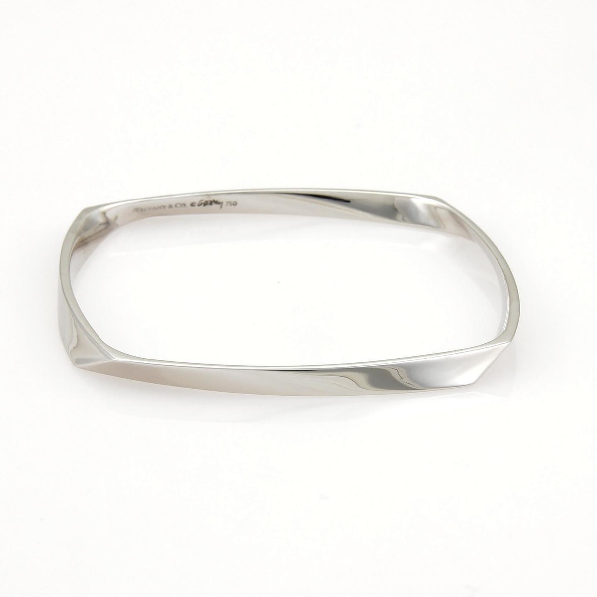 Tiffany & Co. Gehry Torque 18k White Gold Square Bangle Bracelet