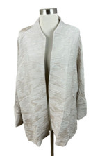 Marla Wynne New Tan White Shimmer Textured Open Jacket Size Xl