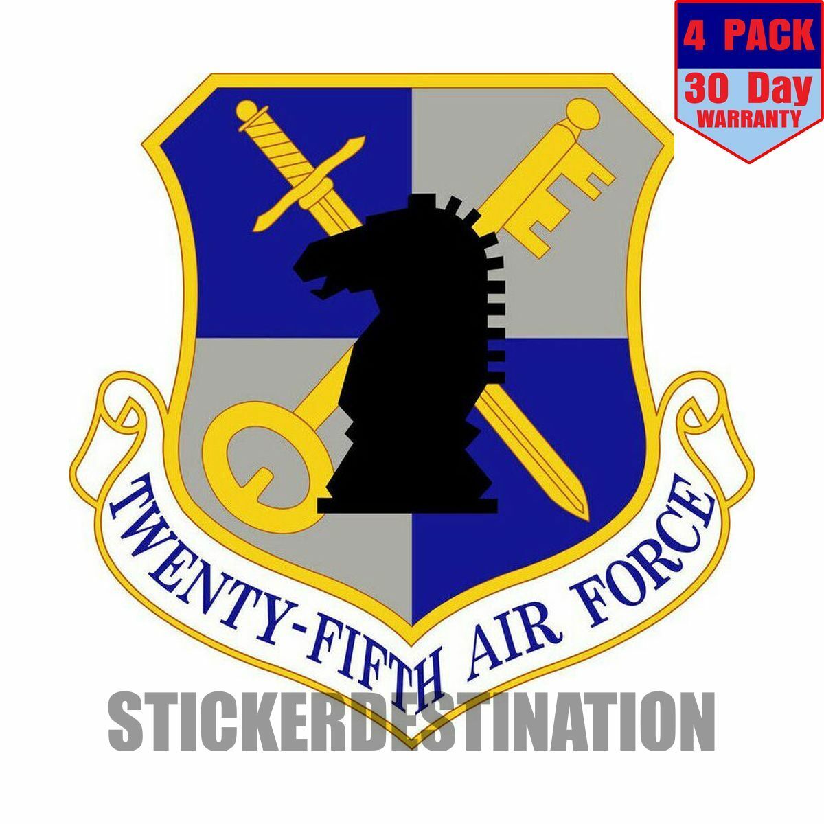 25Th Air Force Twenty Fifth 4 Be super welcome Decal 4x4 Sticker Inch pack Max 63% OFF