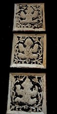 Vtg/antique Wood Panels Pediment Salvaged SET OF 3 BLACK FOREST Carved Leaf 5x5”