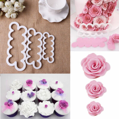 3D ROSE Blume Kuchen Schneider Fondant Glasur Dekorieren Form Sugarcraft *UK VERKÄUFER*