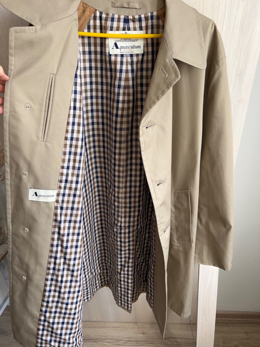 Mens Aquascutum London Trench Coat Rain Jacket Check Cotton Mens Aquascutum London Trench Coat Rain Jacket Check Cotton