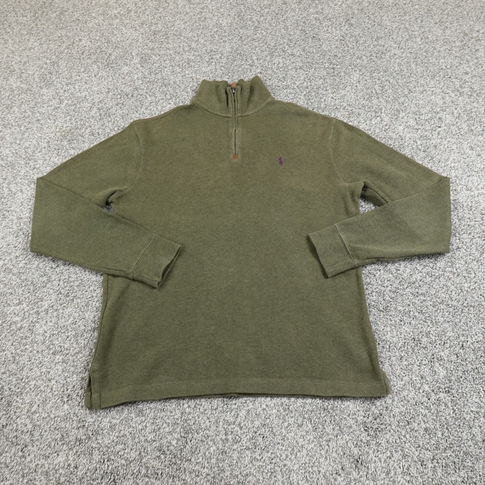 Maglione polo vintage Ralph Lauren uomo M verde pony maglia pullover zip felpa RL