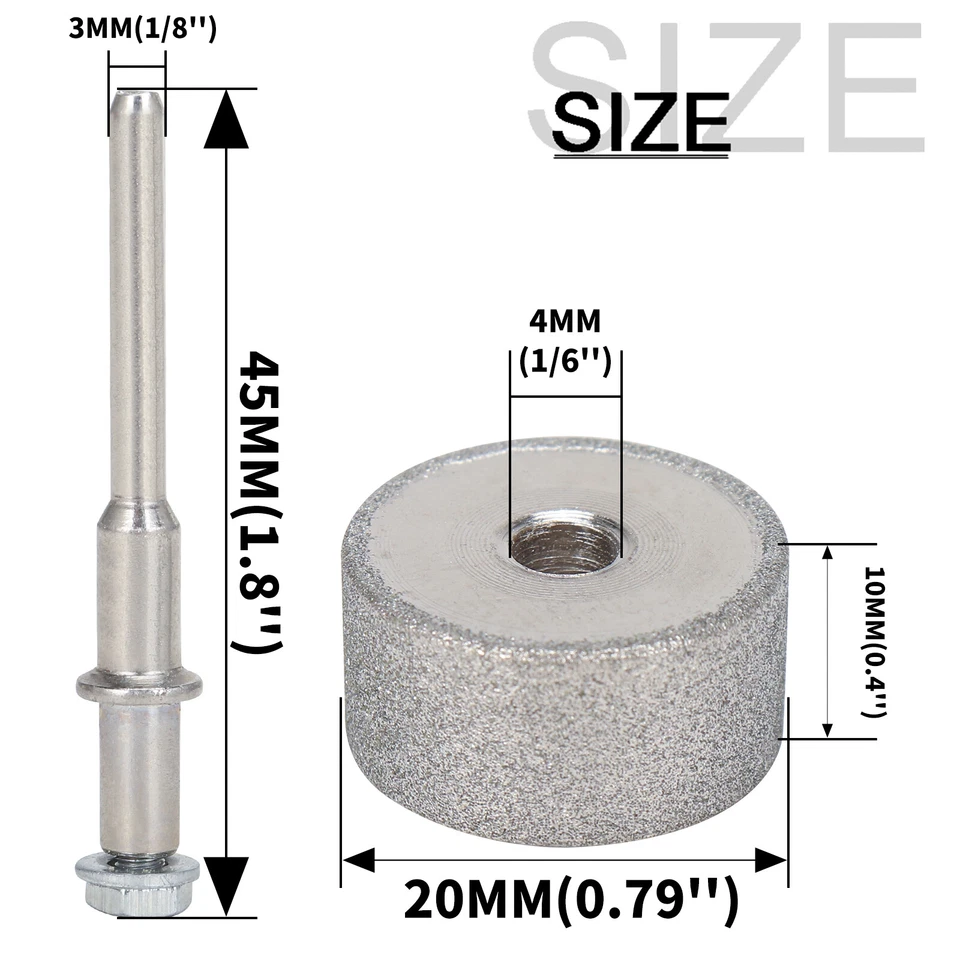 20mm Diamond Grinding Wheel with 1/8" Mounting Mandrel for Drill Die Grinder - Image 2 of 4