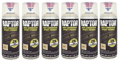 6 x UPOL RAPTOR 2K BEIGE 400ML AEROSOL KORROSIONSSCHUTZ EPOXID GRUNDIERUNG Betteinlage EP