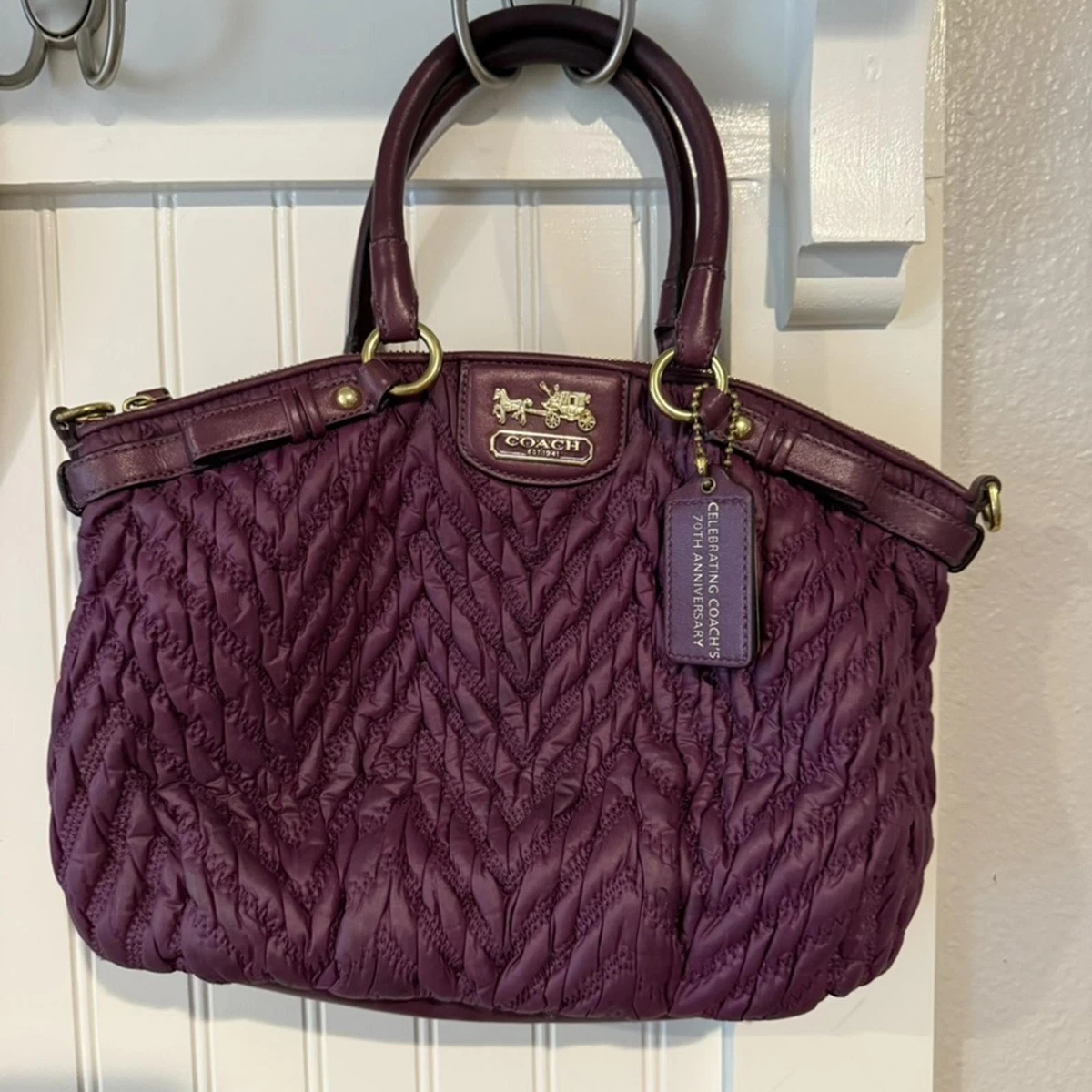 COACH マディソンキルテッド シェブロン バッグ 2WAY ダークブラウン