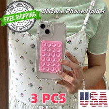 3 Pack Universal Silicone Phone Holder, Multi-Surface Suction Cup Mount for Car