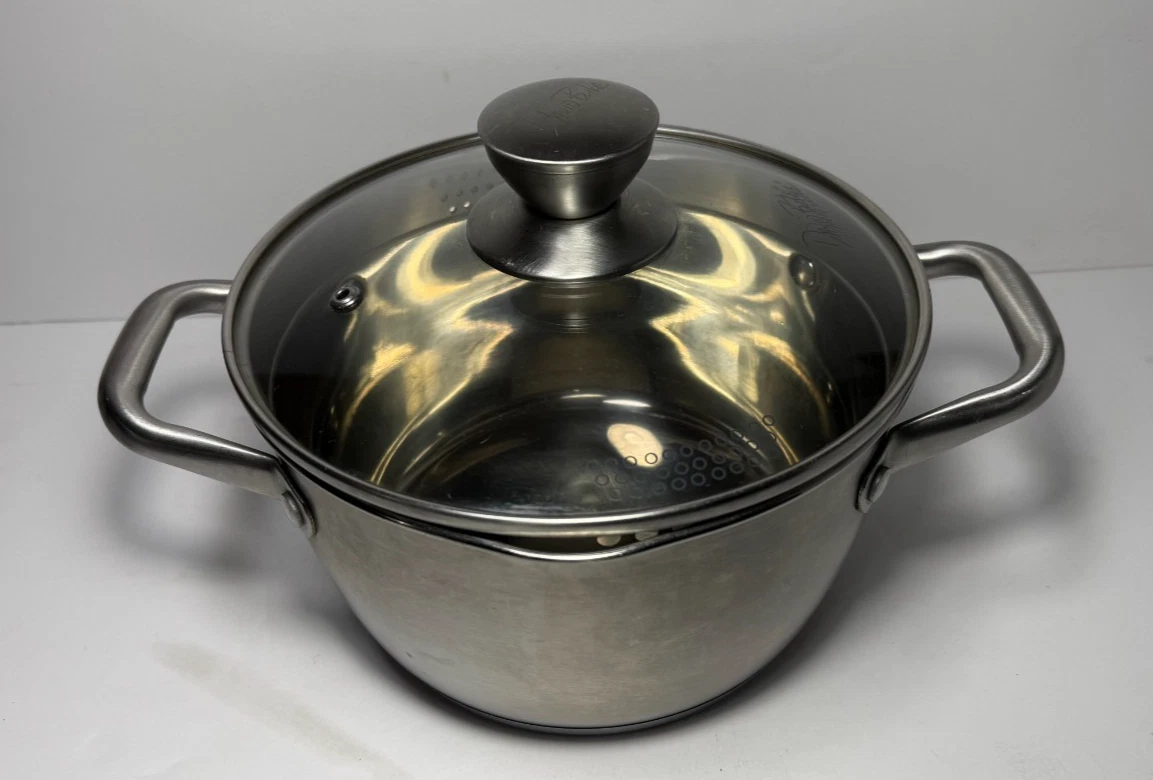 David Burke Restaurateur 3.4 Qt Casserole Pot Stainless Steel Straining Lid