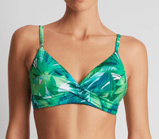 Top de bikini LAUREN Ralph Lauren Cartago Palms Twist con aros, verde, talla 4