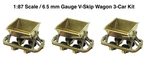 HOn2/H0i/H0f Scale Aru V-Skip Wagon 3-Car Kit 6.5mm Narrow Gauge Ore Coal Dumper - Picture 17 of 24