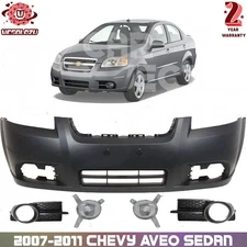 Front Bumper Cover Fascia & Fog Light Assembly For 2007-2011 Chevy Aveo Sedan