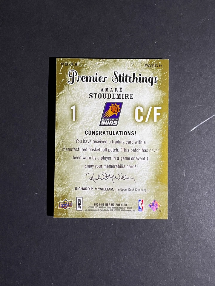 2008-09 UD Premier Stitchings Amare Stoudemire #/50 Patch Card #PS-AS - Image 2 of 2