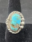VTG HandmadeNative American Navajo Sterling Silver Turquoise Ring Sz 10 (J)
