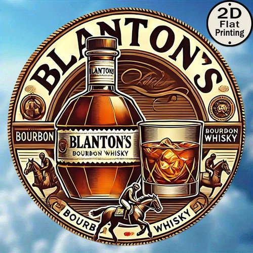 [2D Flat]Vintage Blanton Bourbon Whiskey Wall Art Tin Metal Signs Home Décor 8x8