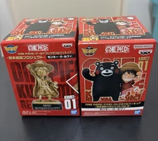 ONE PIECE LUFFY WCF & KFC Set of 2 Kumamoto Revival Project Gold Statue Figure