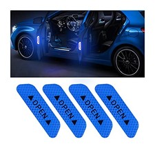Reflective Open Warning Stickers for Car Door, Night Visibility Auto 4PCS Blue
