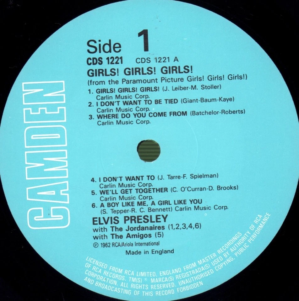 Elvis Presley Girls! Girls! Girls! LP Vinyl UK Camden 1986 Neuauflage LP In - Bild 3 von 4