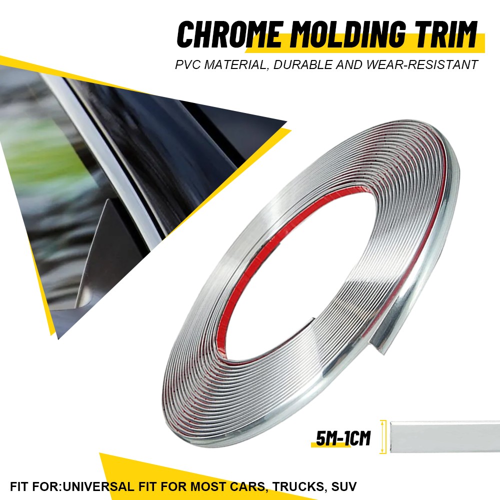 1CM Chrome Molding Trim Strip PVC Car Styling Decoration Tape Adhesive US SOCK K