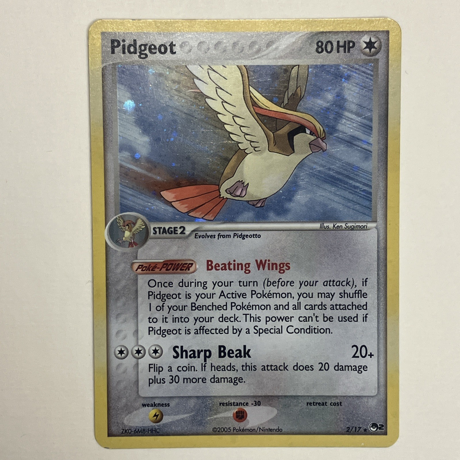 Pidgeot 2/17 Pop Series 2 Holo Rare 2005 Vintage Pokemon TCG Card NM *SWIRL*