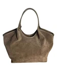 ITALIAN GENUINE SUEDE W/LEATHER TRIM EXTRA LARGE  BAG HANDBAG - MADE IN ITALY