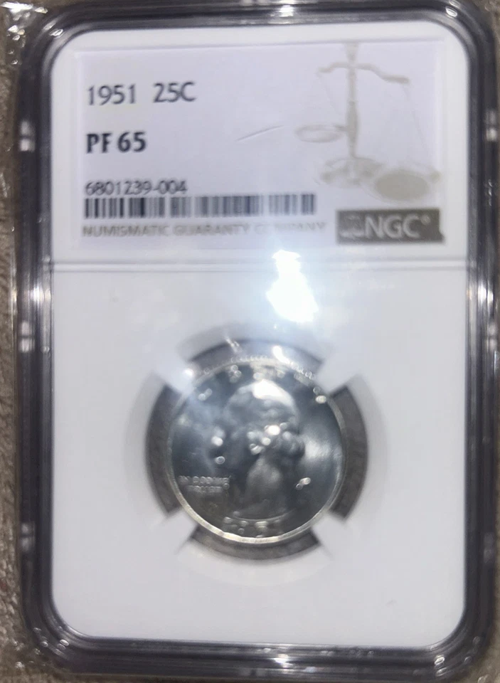 1951 Proof Silver Washington 25c Quarter NGC PF65 - Image 2 of 4