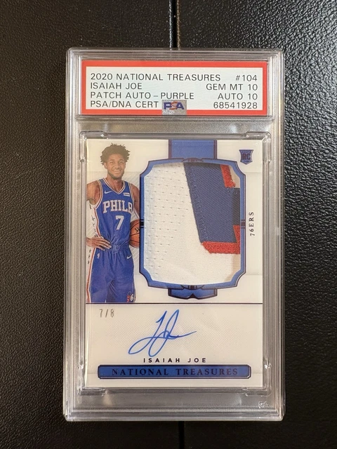 2020-21 National Treasures Isaiah Joe Rookie Patch Auto Purple /8 PSA 10 Auto 10