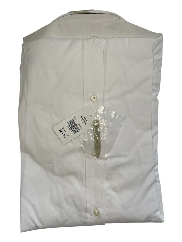 NUEVO CON ETIQUETAS Camisa de Vestir Joseph Abboud Motion Calce Ajustado Elastizado Botón Blanca 17.5 34/35 Foto 2 de 2