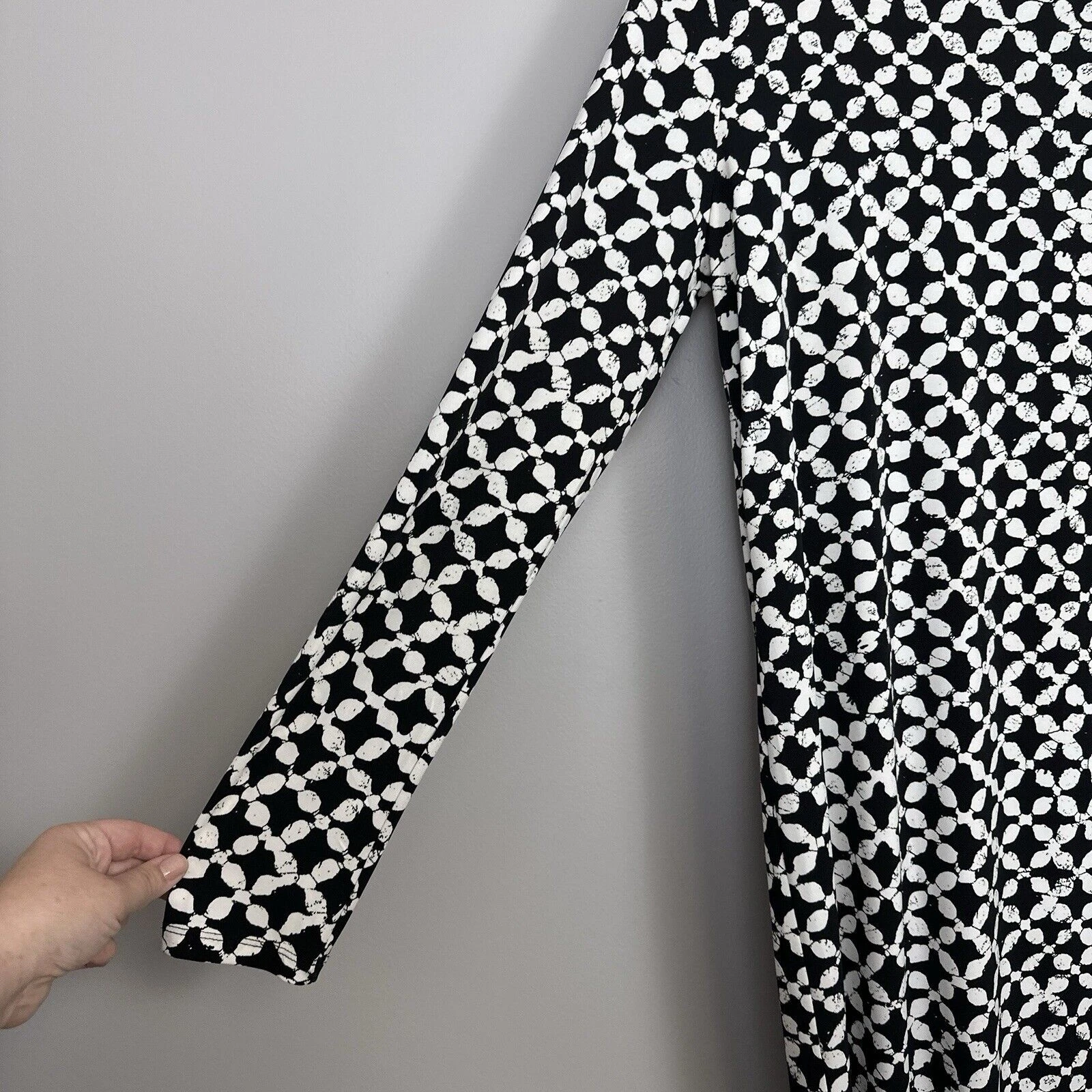 Abito donna Michael Michael Kors taglia media nero bianco geometrico manica lunga