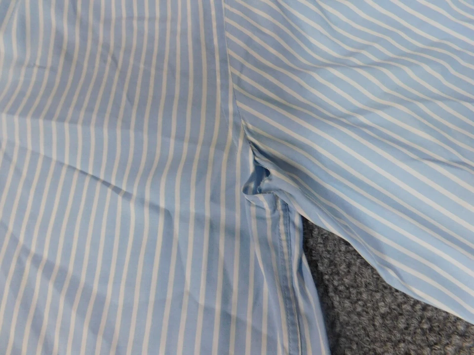 Express Mens Shirt Medium Blue striped button down stretch - Image 4 of 4