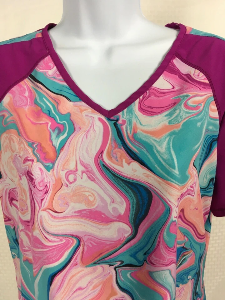 Scrub Star Womens Scrub Top Size S Purple Blue V Neck Pockets Short Sleeves - Image 2 of 4