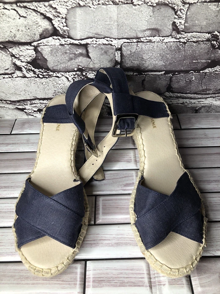 Saks Fifth Avenue Azul Denim Tela Alpargatas Cuña Sandalias Mujer talla 9M EE. UU./40 Foto 2 de 4