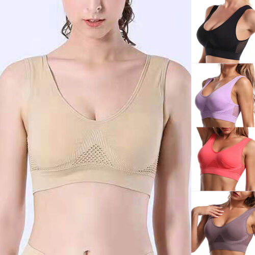 Womens Bustier Breathable Underwear Bra Sports Size Bra Gym Form Plus Yoga Top - Foto 1 di 22