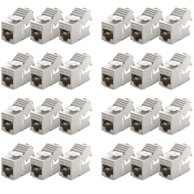 24x CAT6a Mini Keystone Jack Modul STP Schirm RJ45 Buchse Netzwerk LAN Adapter