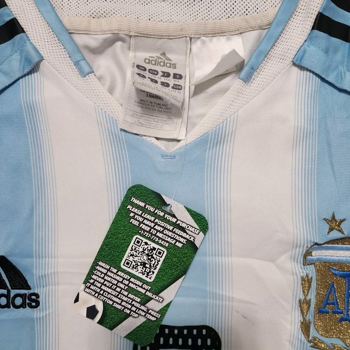 2004 Adidas Argentina Home Soccer Jersey Roman Riquelme Kids L