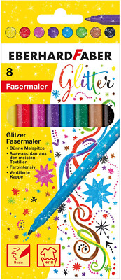 Eberhard Faber 551008 Glitzer Fasermaler Glitzerstifte Kartonetui 8er Pack