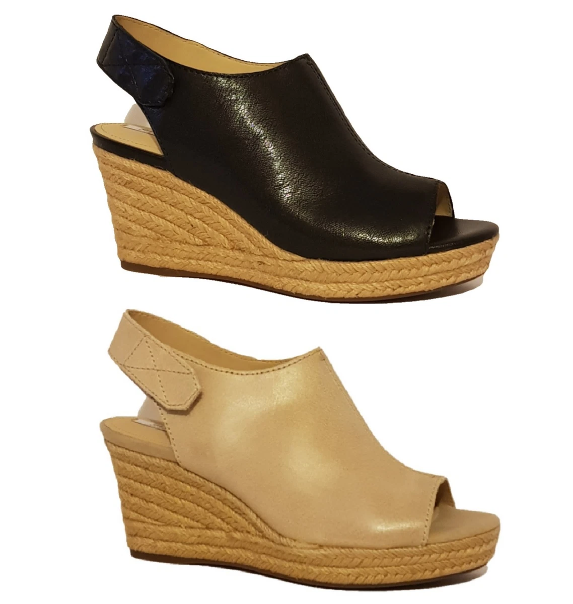 GEOX RRP 105 RESPIRA D SOLEIL BEIGE NUDE BLACK SANDALS WEDGES ESPADRILLES WOMENS