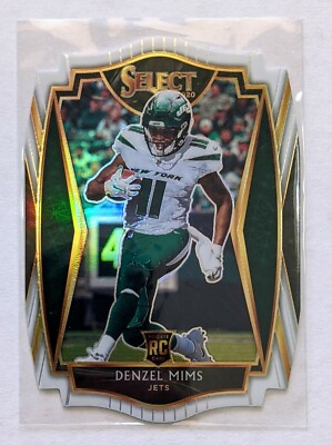 2020 Select Denzel Mims Premier Level White Prizm Die Cut RC #163 Rookie NY Jets