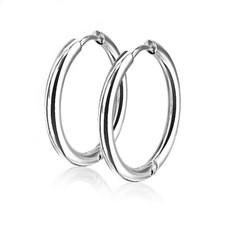 Hoop Earrings Hinge Action Seamless Stainless Steel 316L Pair
