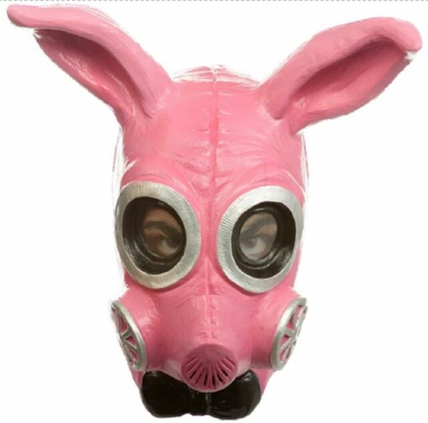Kinky Killer Bunny Gas Mask Apocalypse Cosplay Anime Pink Adult Latex