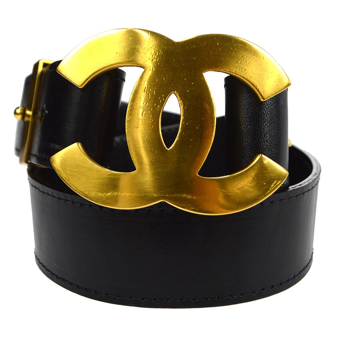 CHANEL ベルト 75cm 黒と金 Chanel Belt - 75cm