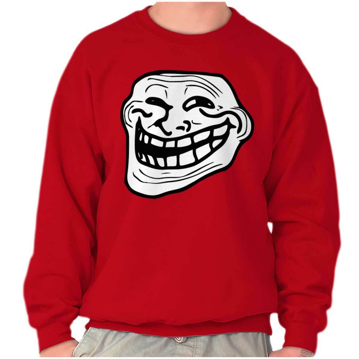 Troll Face Smiley Internet Funny Meme Gift Womens or Mens Crewneck T Shirt  Tee