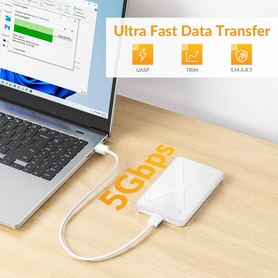 iDsonix Festplattengehäuse USB 3.0 Externes Gehäuse Festplatte 2.5 Zoll SATA SSD