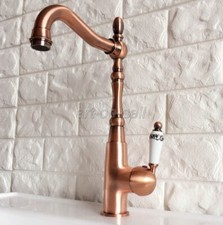Antique Red Copper 360 Swivel Spout Kitchen Sink Faucet Vessel Basin Mixer Tap
