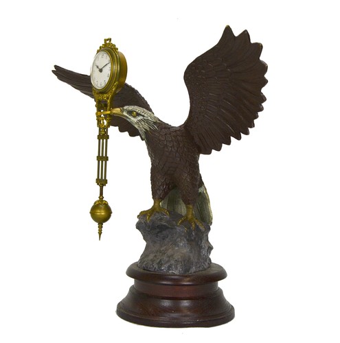 Large Brass American Eagle German Style 8 Day Swinger Movement Swinging Clock - Picture 2 of 6