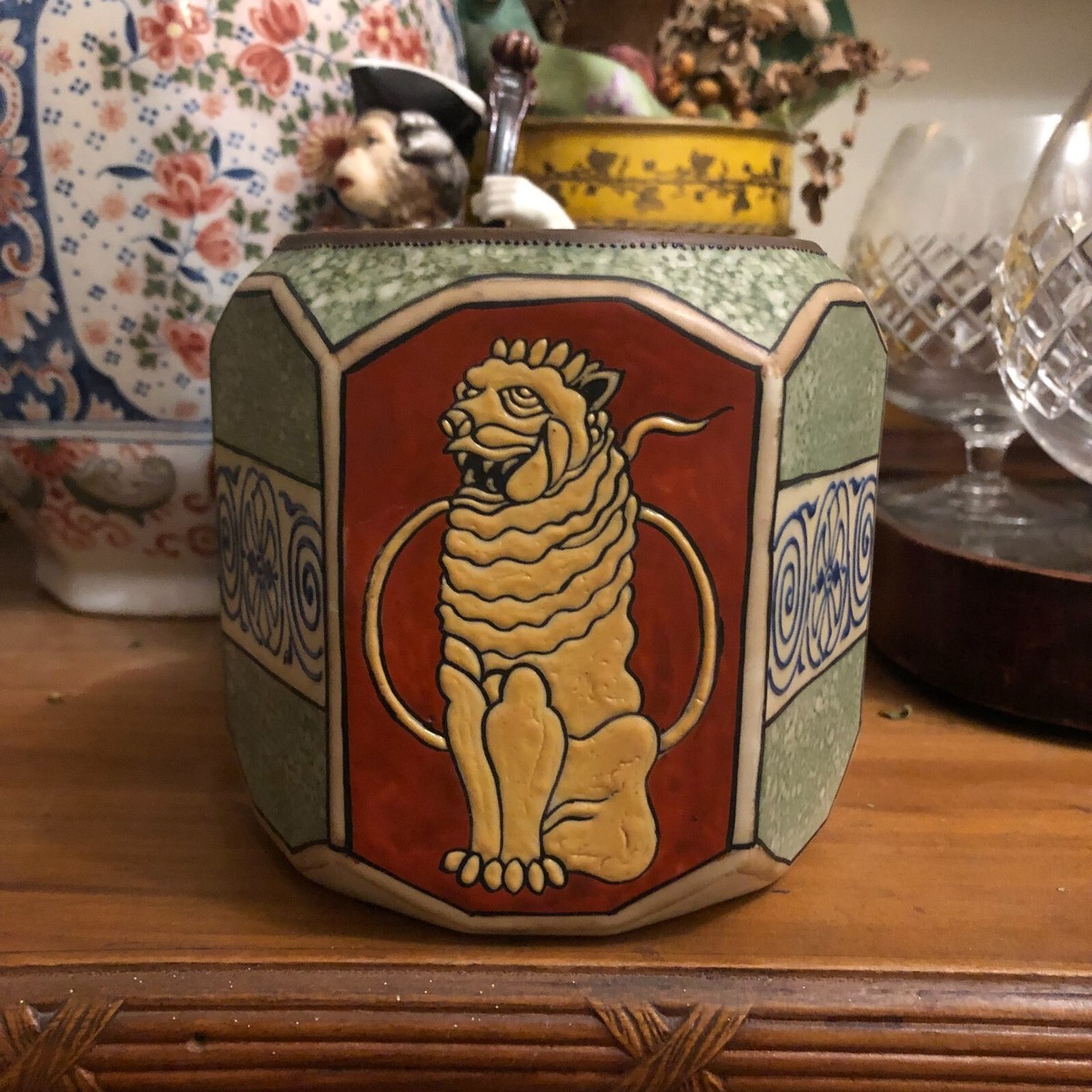 tobacco jar humidor Lovely Morimura Bros Nippon Lion Design the lid is equipped with a robust sealing ring which ensures that no moisture is lost and that it closes air Cylindor Humidor - Glass Jar
