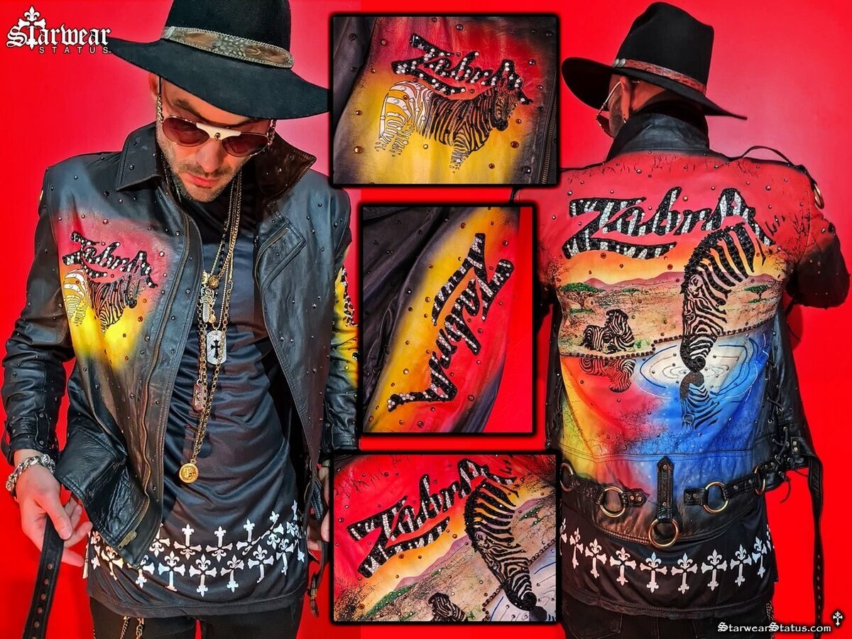 TONY ALAMO Swarovski Crystal Leather Motorcycle Jacket L TONY ALAMO Swarovski Crystal Leather Motorcycle Jacket L