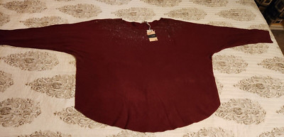 Vila Milano Sweater 3X Dark Red Rhinestone Studded Knit Pullover Embellished
