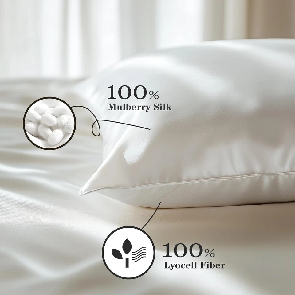 Funda de almohada 100 % seda morera 19 Momme almohada refrescante amigable para el cabello y la piel Foto 2 de 4