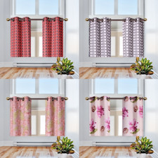 2 Panels Grommet Blackout Flower Pattern Window Small Curtain 36" Long B.Flower